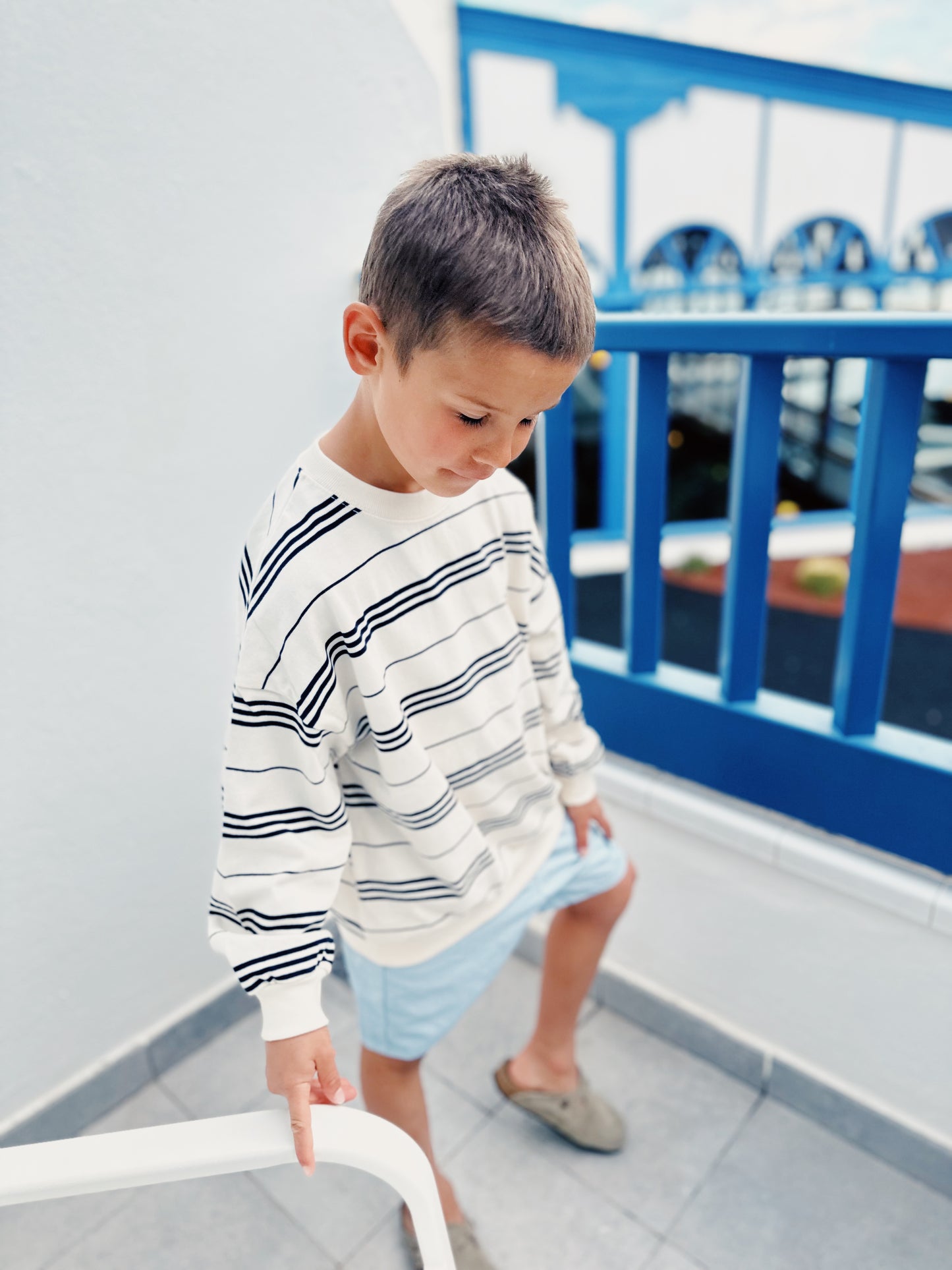 Tomas stripes sweater - ecru with navy