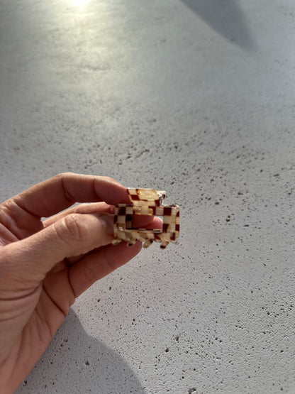 Croco hairpin small - brown check