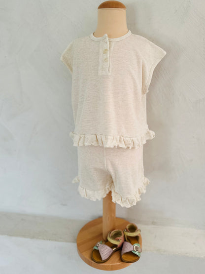 Lanella frill set - oatmeal