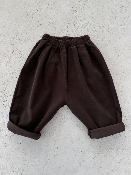 Finger rib pants - dark brown