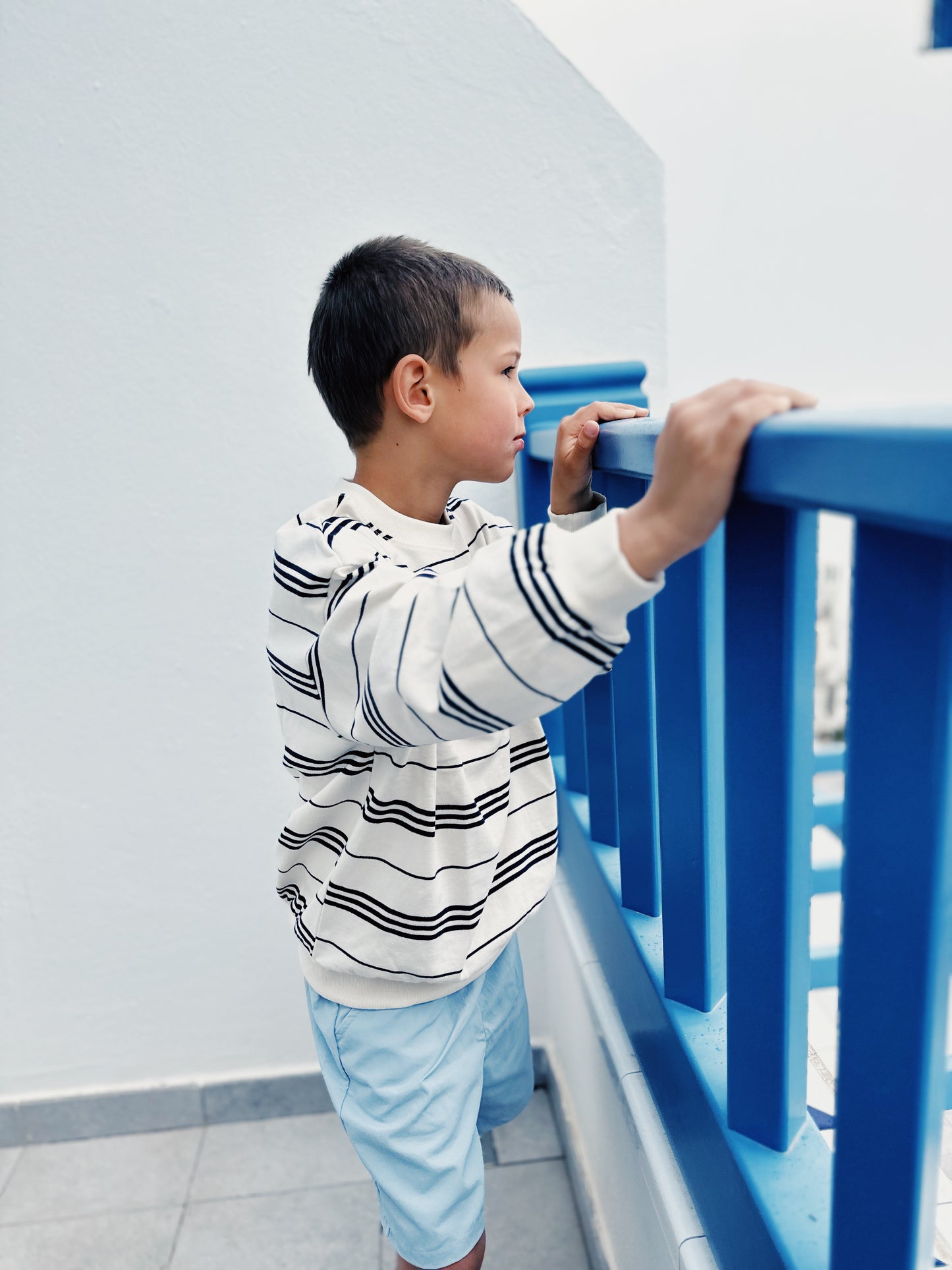 Tomas stripes sweater - ecru with navy