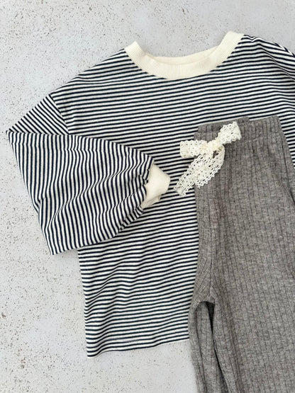 Melmel loose stripe sweatshirt - charcoal