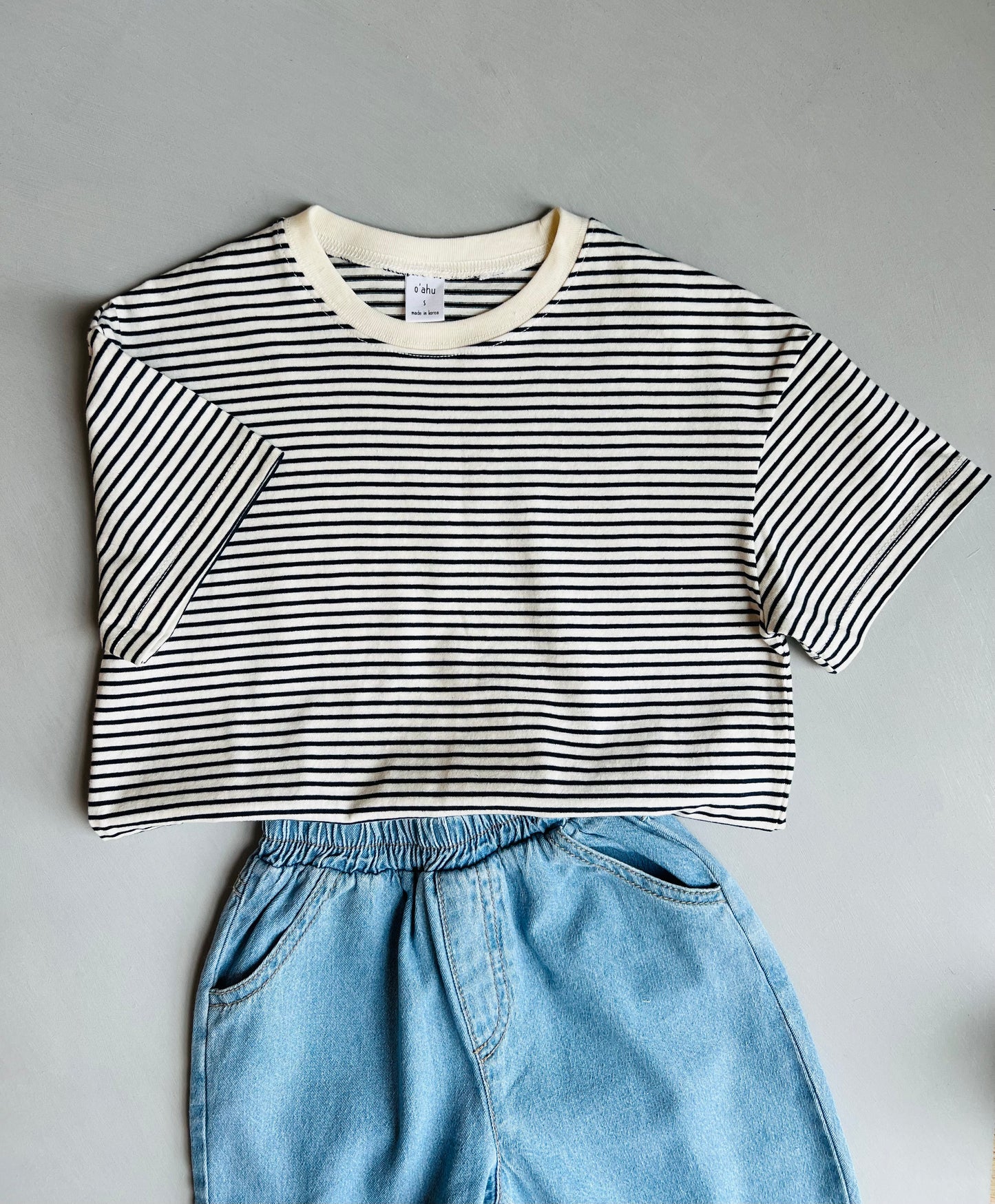 Stripe Tee - Ivory/navy