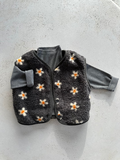 Midnight bloom vest - charcoal
