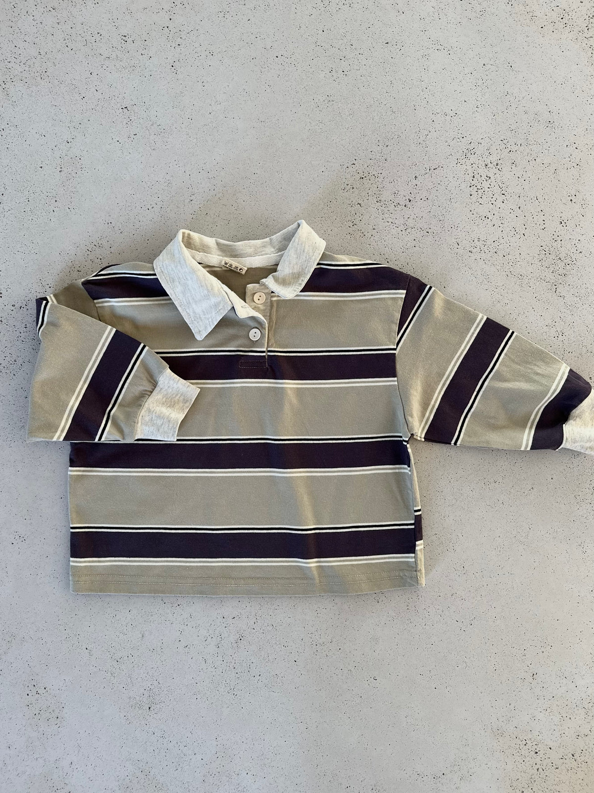 Tom longsleeve collar tee - grey/plum