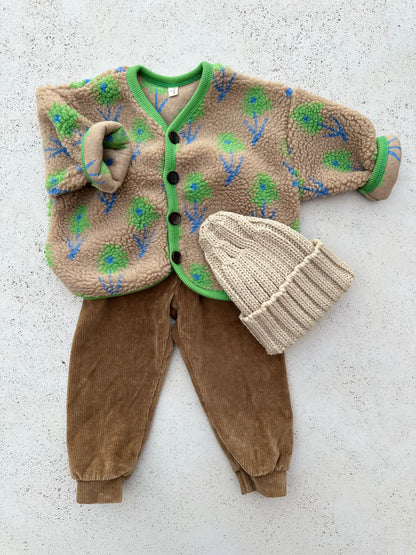 Flower fleece vest - beige