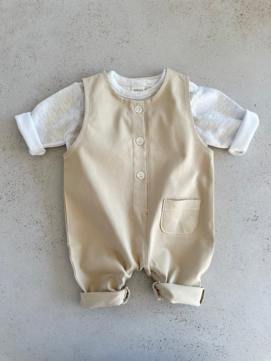 Bebe organic stretch overalls - beige