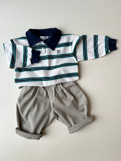 Gogu Ouioui stripe polo - blue/green