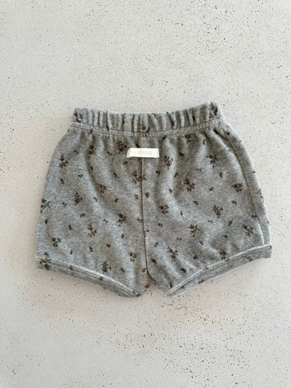 French flower velour shorts - grey