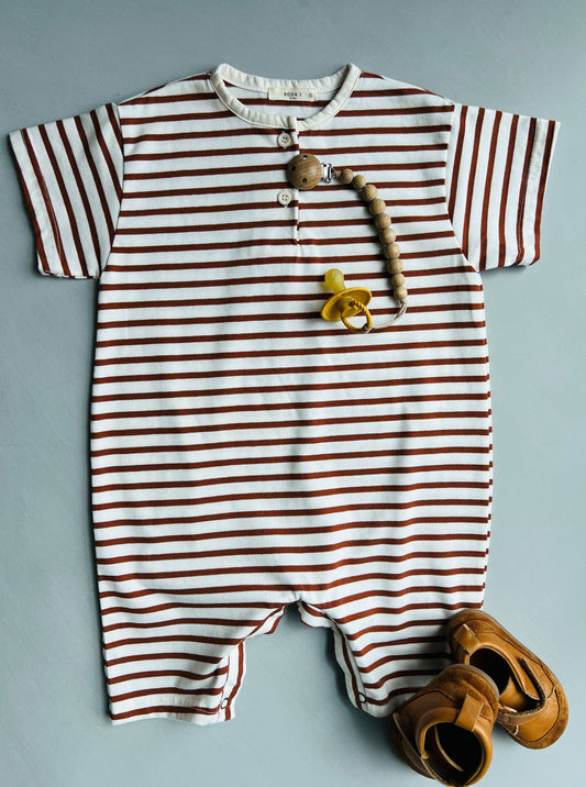 Bebe Stripe Overalls - Brown