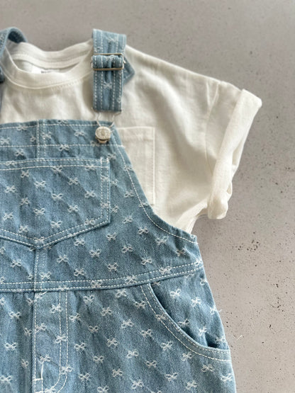 Little bows short dungaree - washing blue