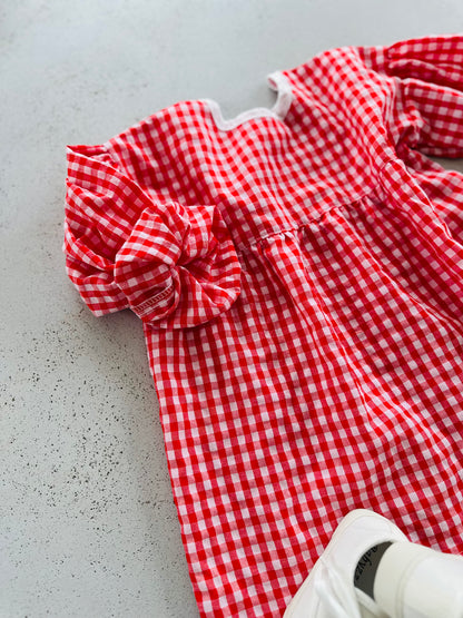 Sweetheart check dress - red