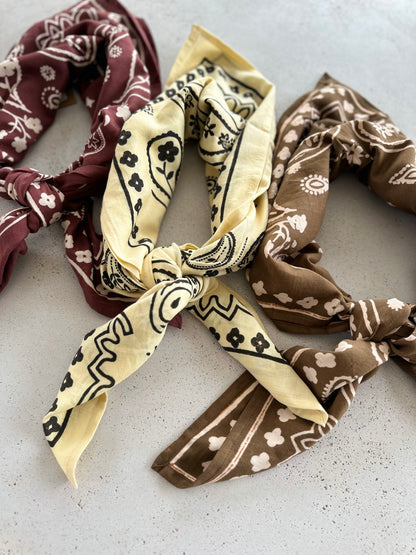 Oscar mom scarf - wine/butter/brown