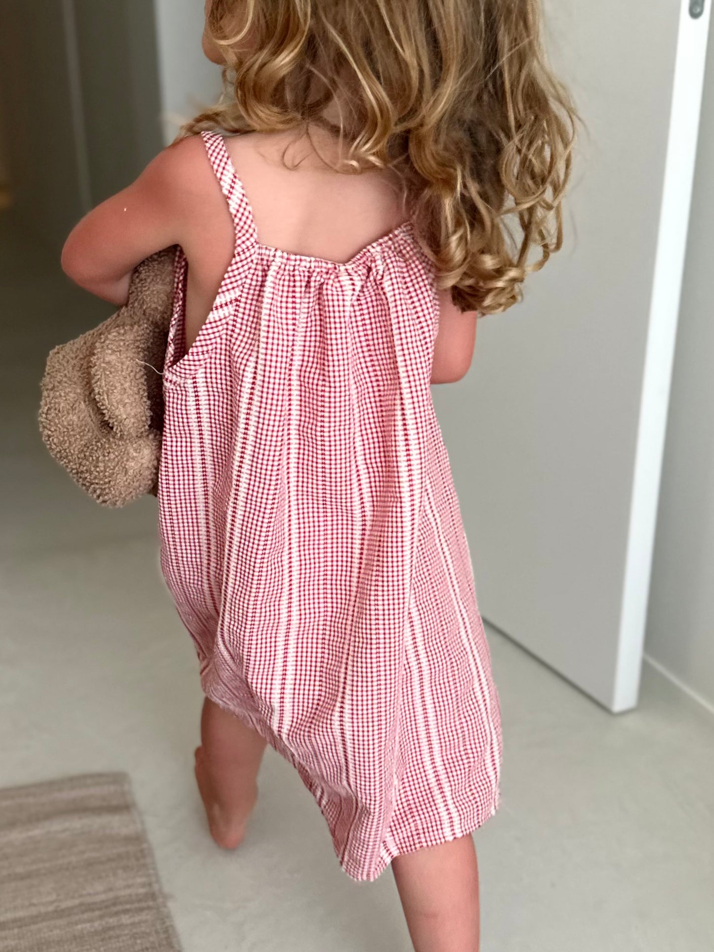 Lily bonito vichy strap dress - red