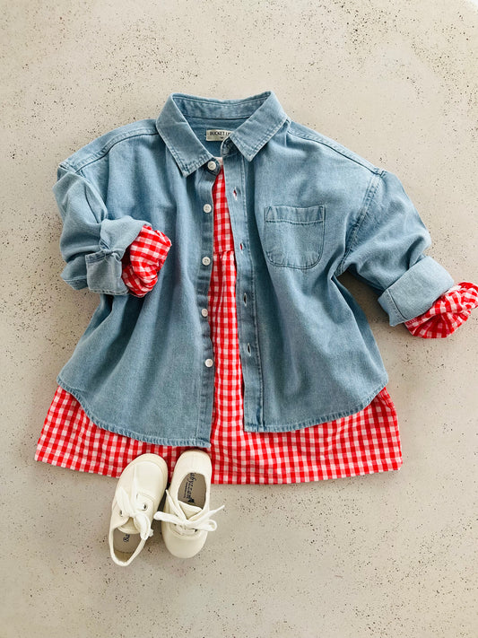 Sweetheart check dress - red