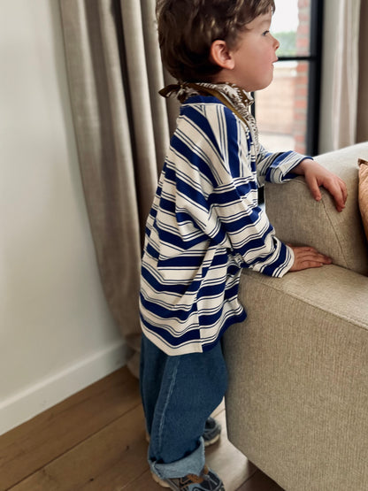 Las stripe boxy longsleeve - blue