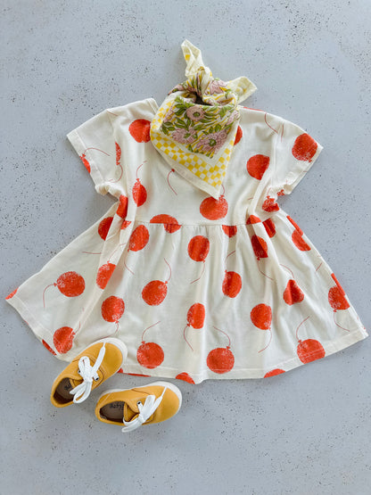 Red balloon dress - Ecru-red