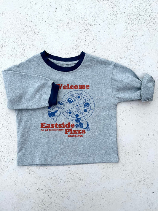 Pizza boxy tee - melange/blue