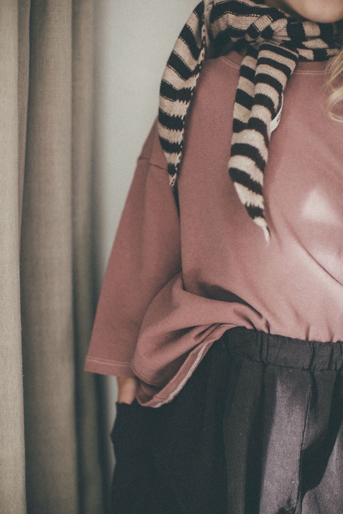 Comfy thick stitch tee - burgundy