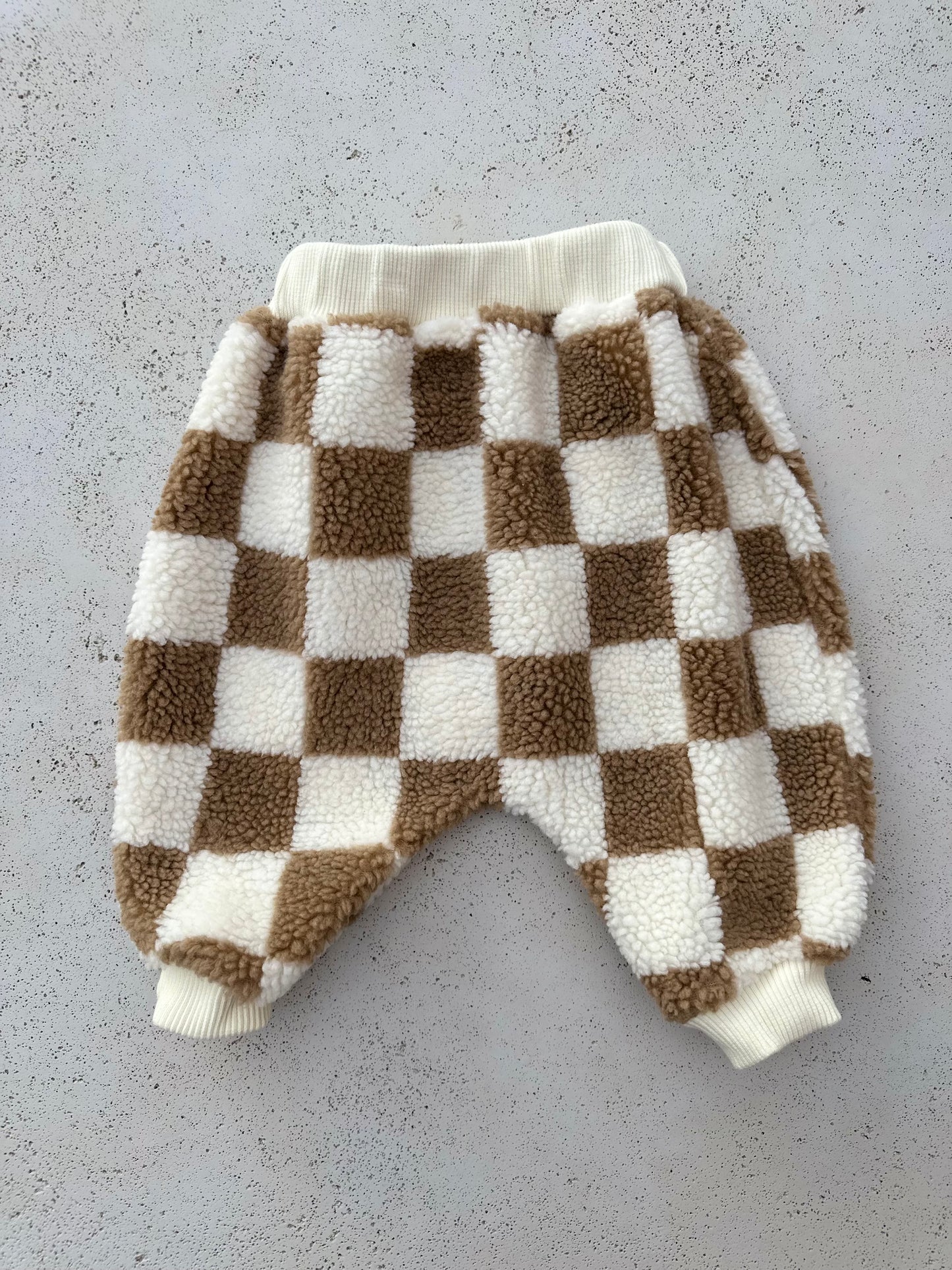 Bebe big check fleece joggers - beige