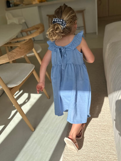 Marie v frill summer dress - soft blue