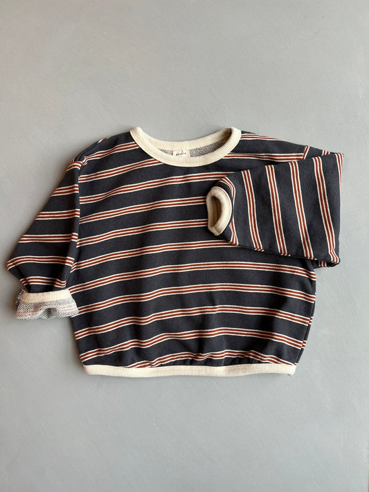 Stripe Piping Tee - Dark grey