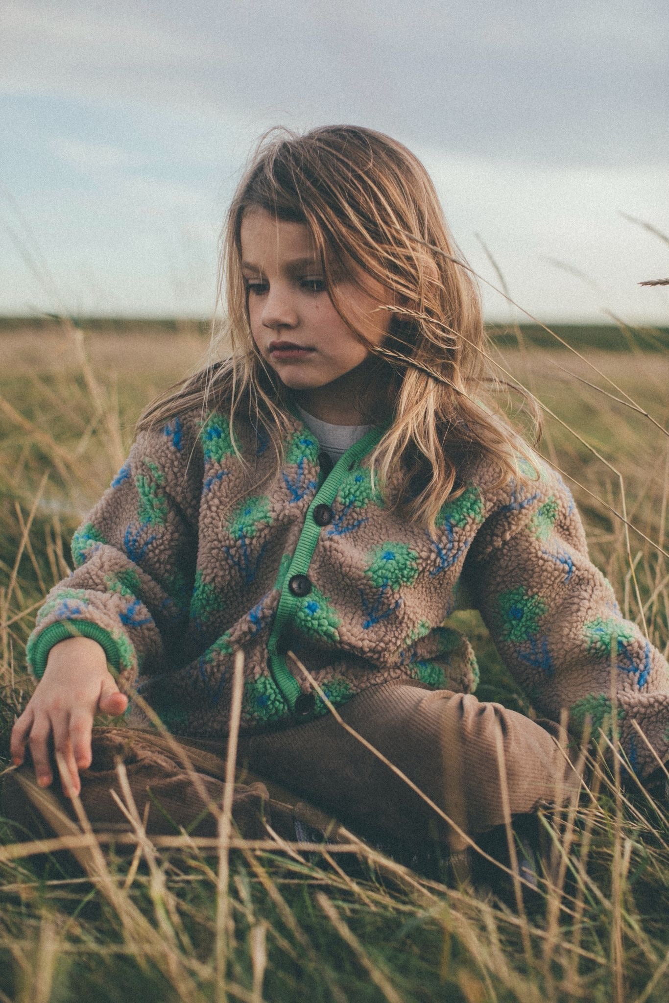 Flower fleece vest - beige