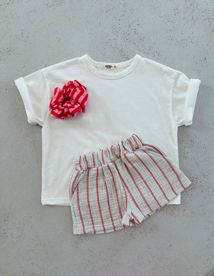 Carly stripe shorts - sky-red