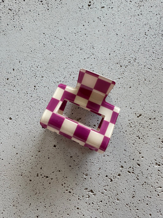 Croco hairpin large - purple/ecru