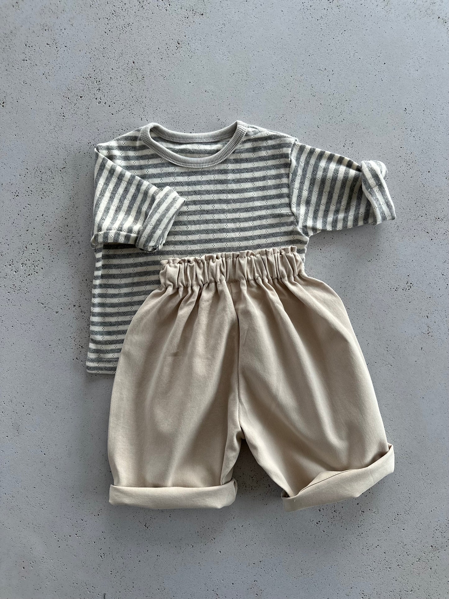 Momenti ajour stripe longsleeve - grey