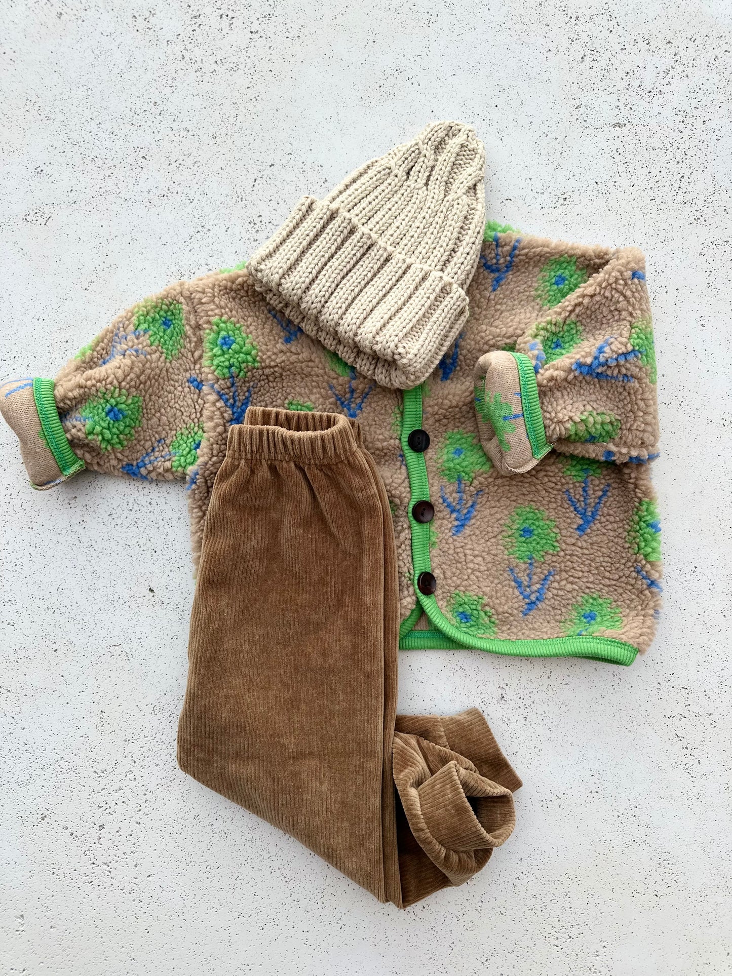 Flower fleece vest - beige