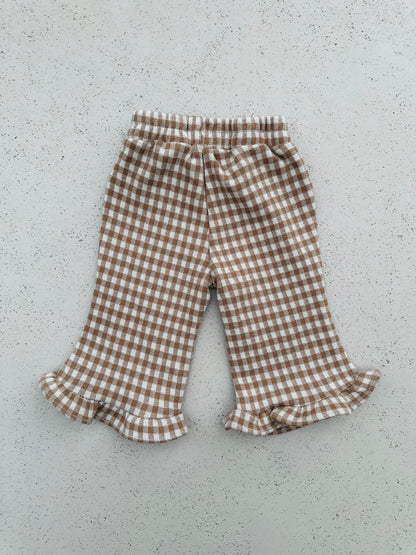 Bebe frill bootcut pants - check beige