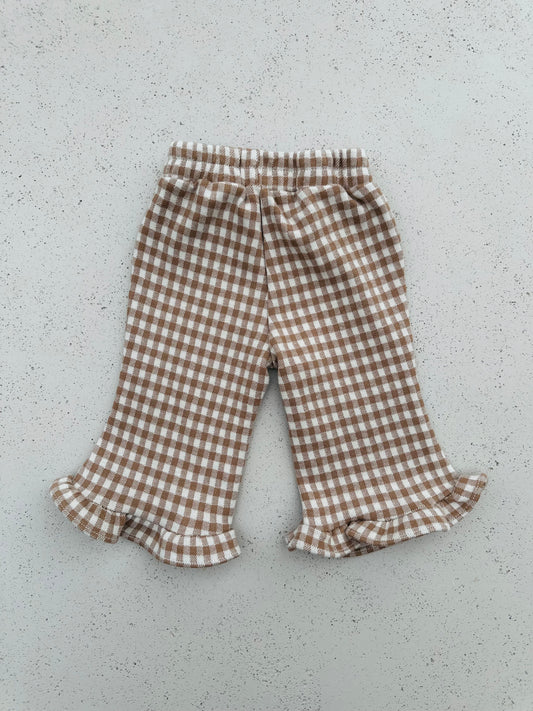 Bebe frill bootcut pants - check beige