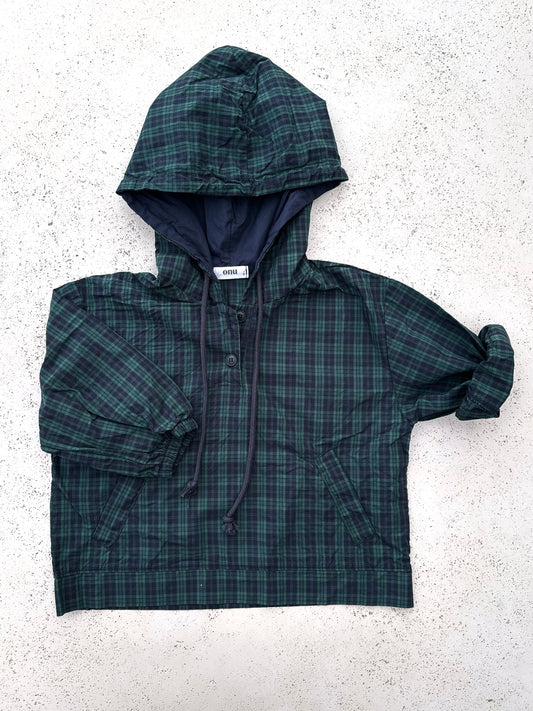 Check hoodie anorak - green/navy
