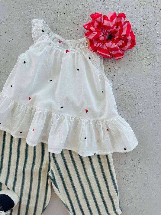 Heart dot blouse - ivory