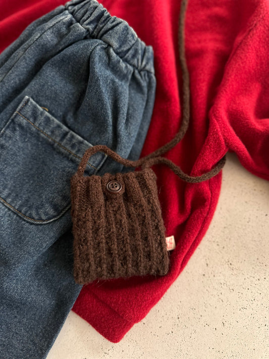 Mini knitted bag - brown