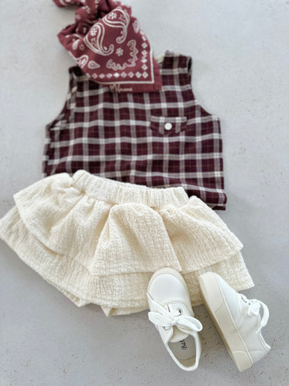Leaf blouse - brown check