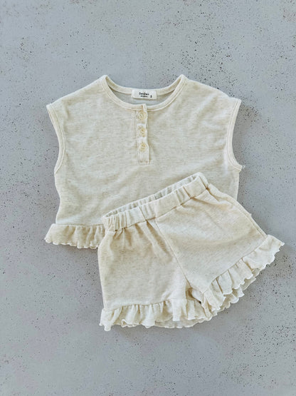 Lanella frill set - oatmeal