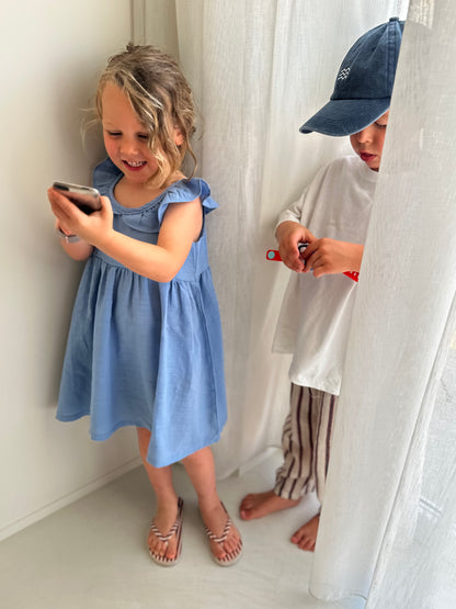 Marie v frill summer dress - soft blue