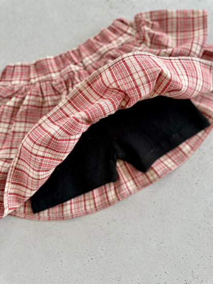 Flo flannel check skirt with shorts - red