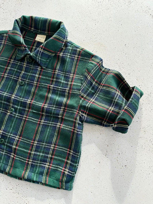 Evergreen check blouse - green