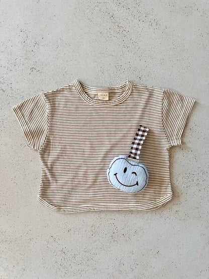 Bebe bella striped boxy tee - brown