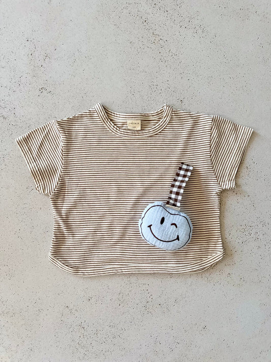 Bebe bella striped boxy tee - brown