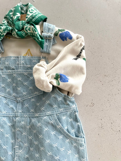 Little bows short dungaree - washing blue