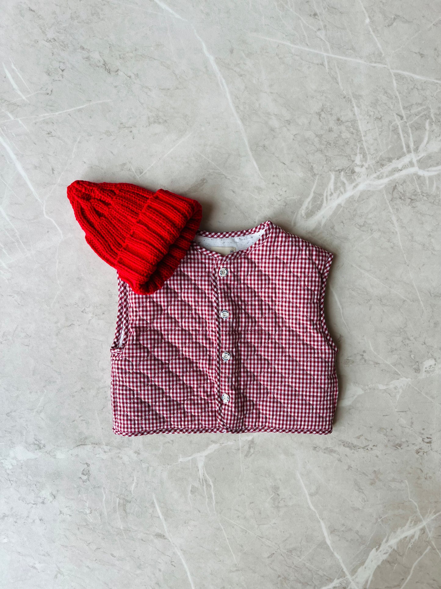 Powder vest - red check