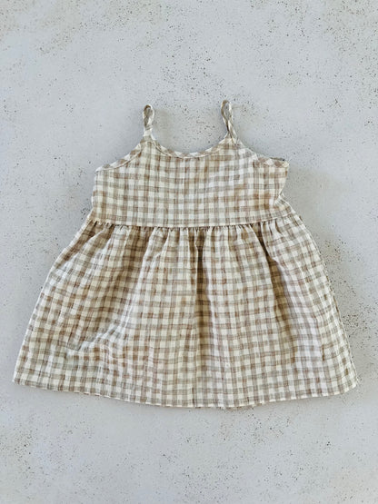 Molly check dress - light brown