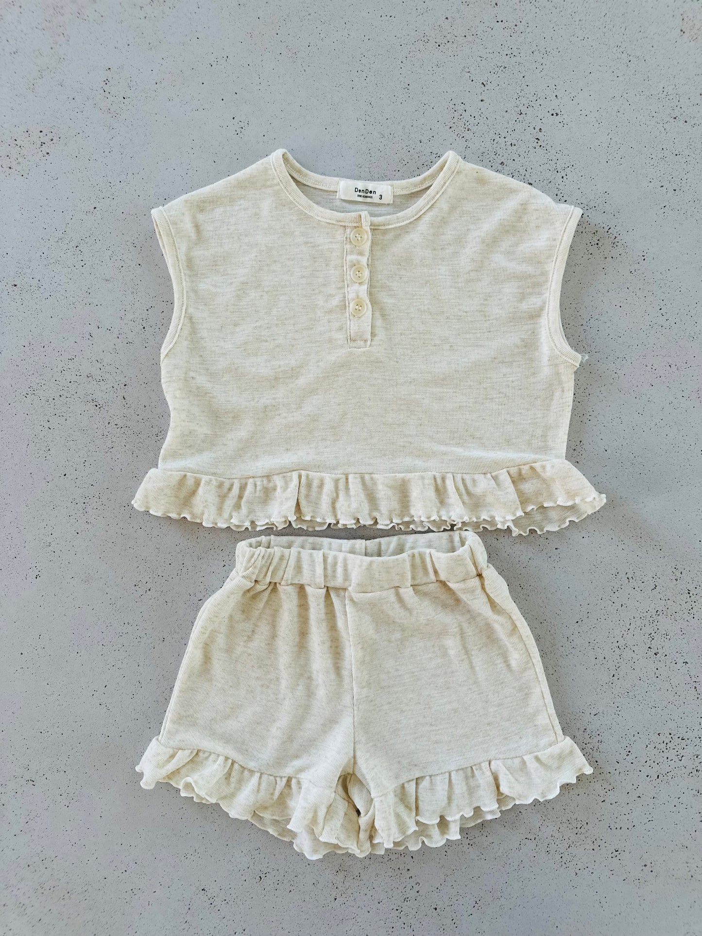 Lanella frill set - oatmeal