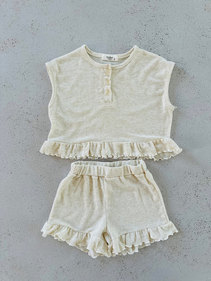 Lanella frill set - oatmeal