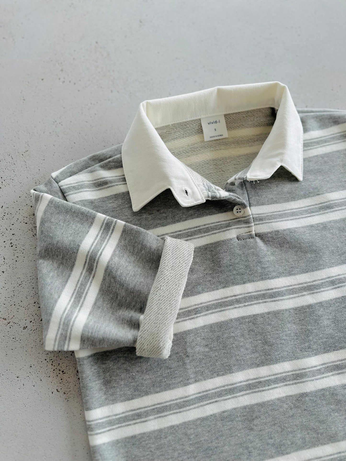 Multi stripe polo tee - light melange