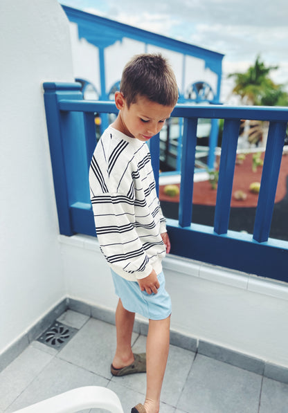 Tomas stripes sweater - ecru with navy